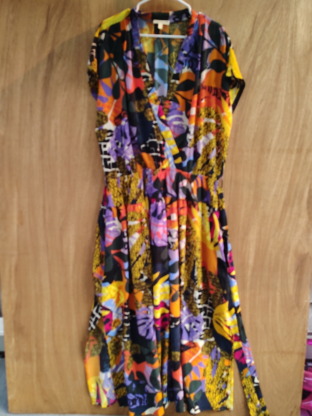Loralette Bold Orange & Black Abstract Print Belted Maxi Dress Size 26/28 NWT
